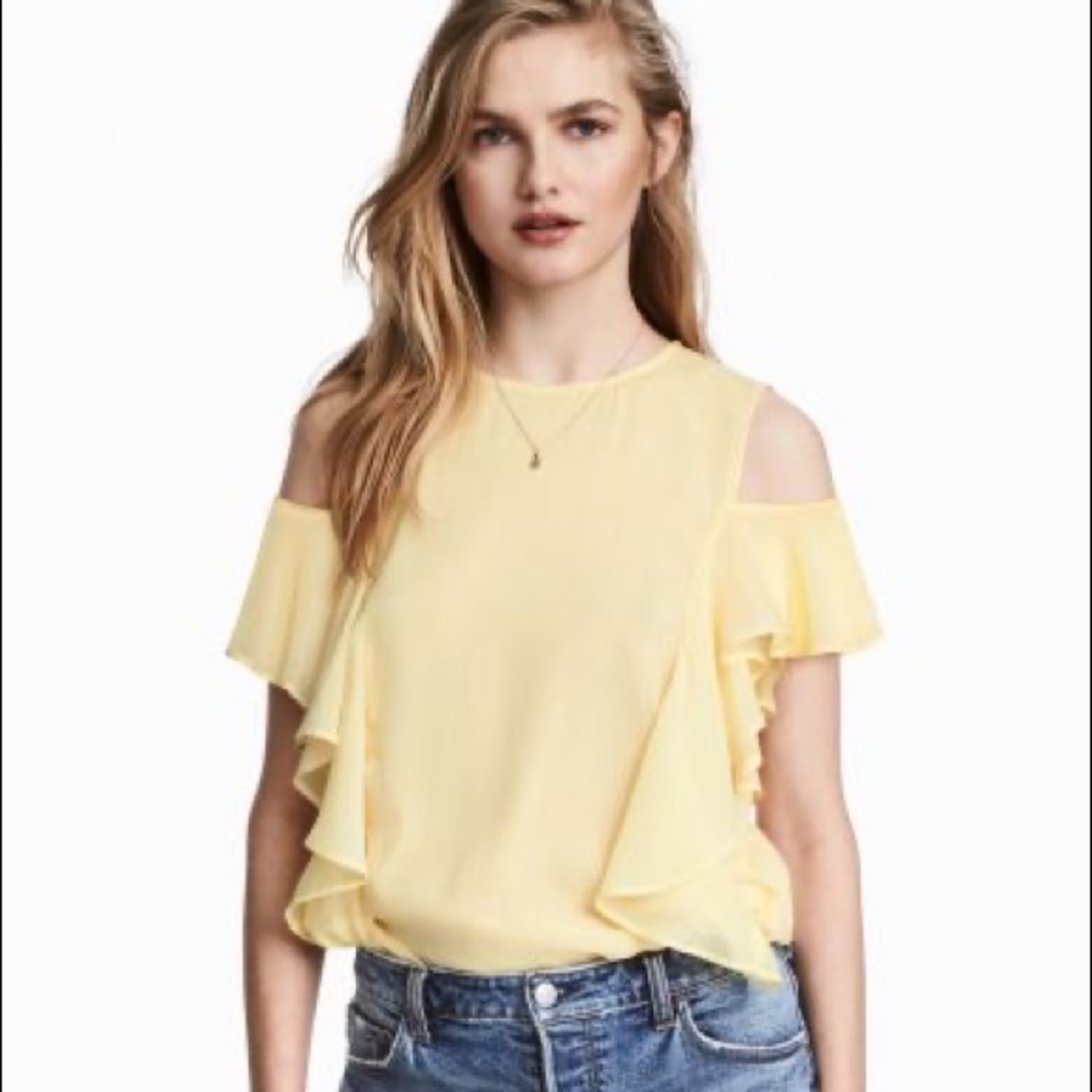 H&M Ruffled Open Shoulder Blouse